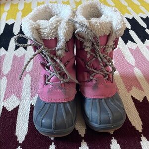 Cat & Jack | Pink and Gray Kids Winter Boots Sz 13